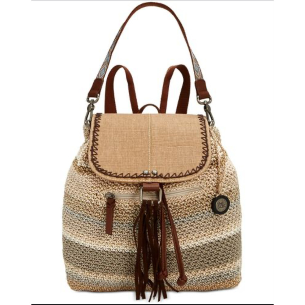 The Sak Avalon Convertible Crochet Backpack Purse bag boho travel beach beige